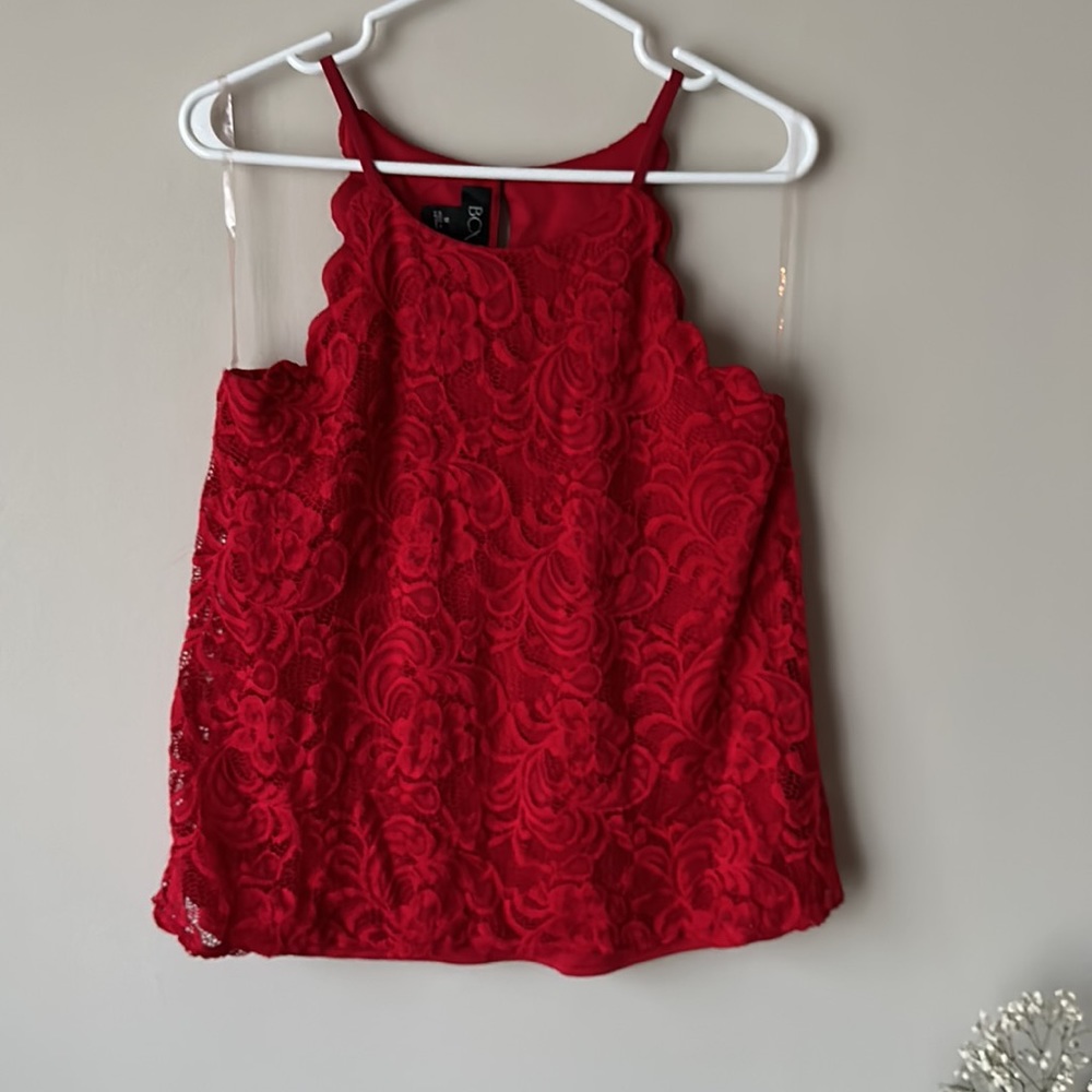 RED LACE TOP || SIZE M - Picture 4 of 13